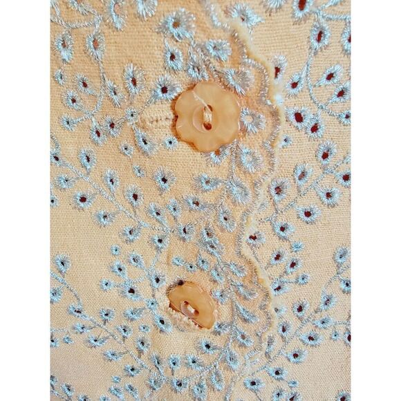 Susan Graver L Jacket Womens Peach W/Silver Eyelets Blazer Linen Blend Vintage - Picture 6 of 8